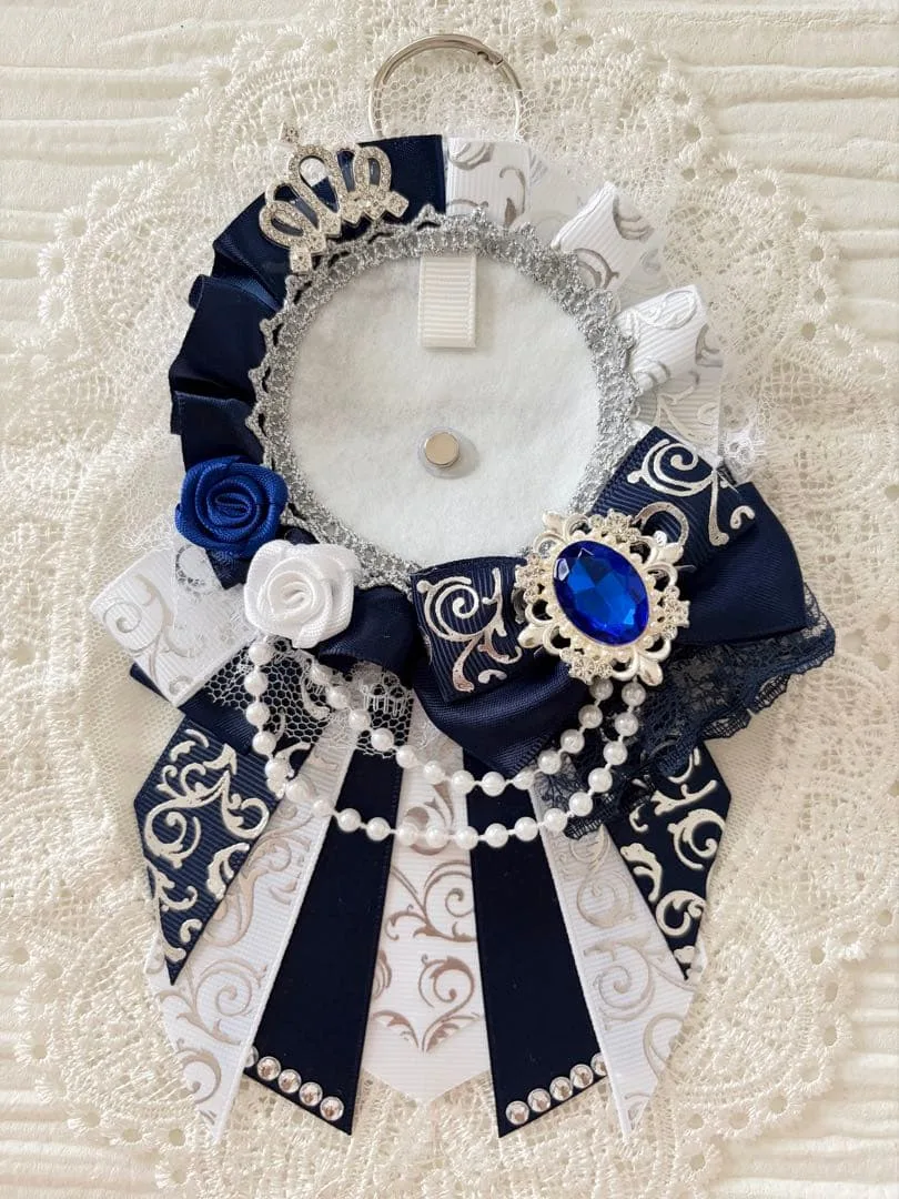 ୨୧1997 ハンドメイド 痛ロゼット♡ネイビー×ホワイト(シルバーベース)