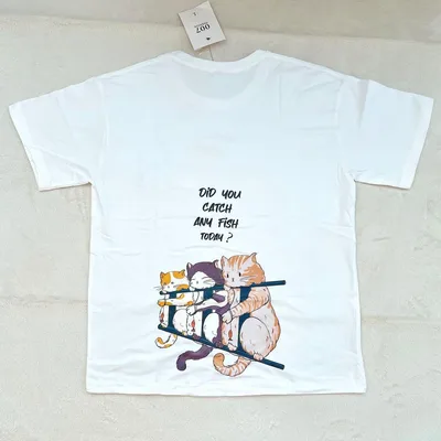 新品タグ付き 猫 プリント Tシャツ ホワイト L コットン100% 半袖 白