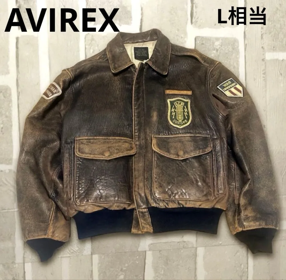 AVIREX A-2 A2 フライトジャケット レザー 本革 80s ワッペン