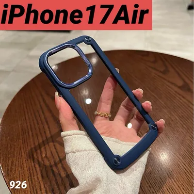 iphone17Air ネイビー ブルー シリコン フレーム 耐衝撃 ハード