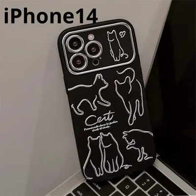 iPhone用ケース カバー 猫 iPhone14