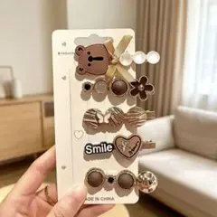 ヘアピン 5点セット ブラウン系 ゴールド