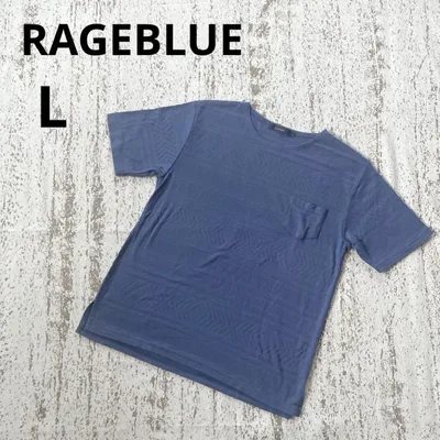 レイジブルー 半袖 カットソー Tシャツ L ブルー ポケット 幾何学模様