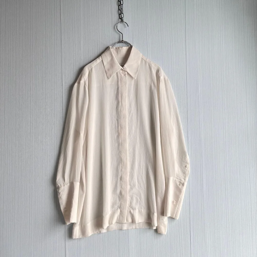 COS H&M レディースシアーブラウス 比翼ボタン アイボリー 36