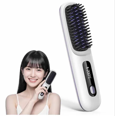 コードレス ヒートブラシ ヘアアイロン 2WAY USB充電式 ホワイト