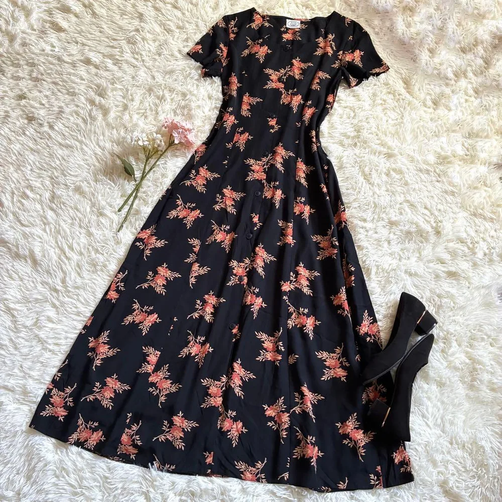 441◾︎ ローラアシュレイ ワンピース マキシ ロング 花柄 半袖