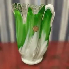 TAJIMA CRYSTAL 花瓶 フラワーベース グリーン ホワイト