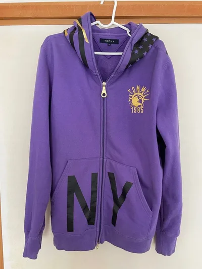 TOMMY HILFIGER トミーヒルフィガー 紫色 ジップアップパーカー L