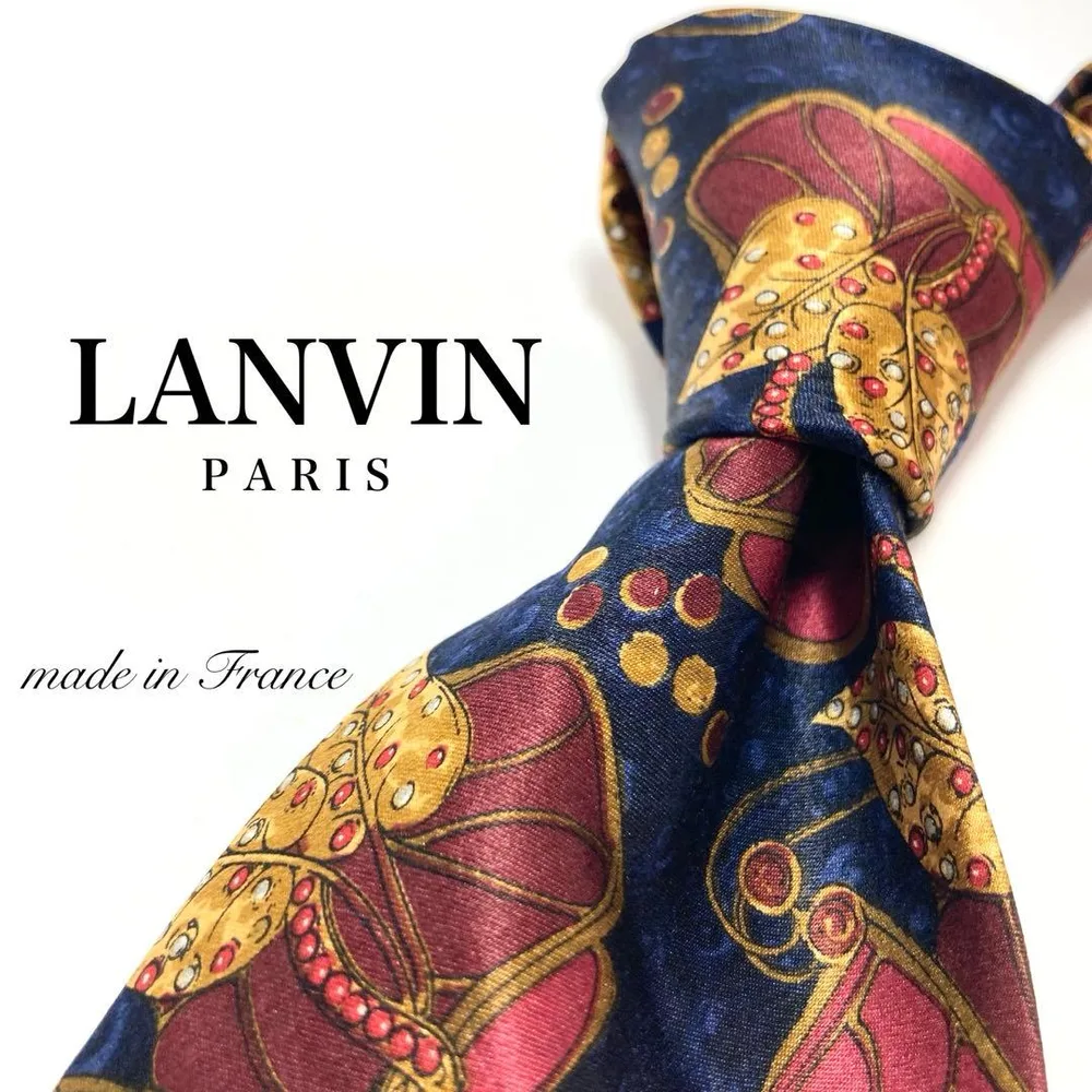 【極美品】LANVIN ネクタイ 綺麗め ゴージャス 希少 リッチ 仏製 レア
