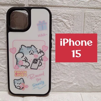 iPhone 15 スマホケース 猫柄 かわいい スマホカバー ホワイト