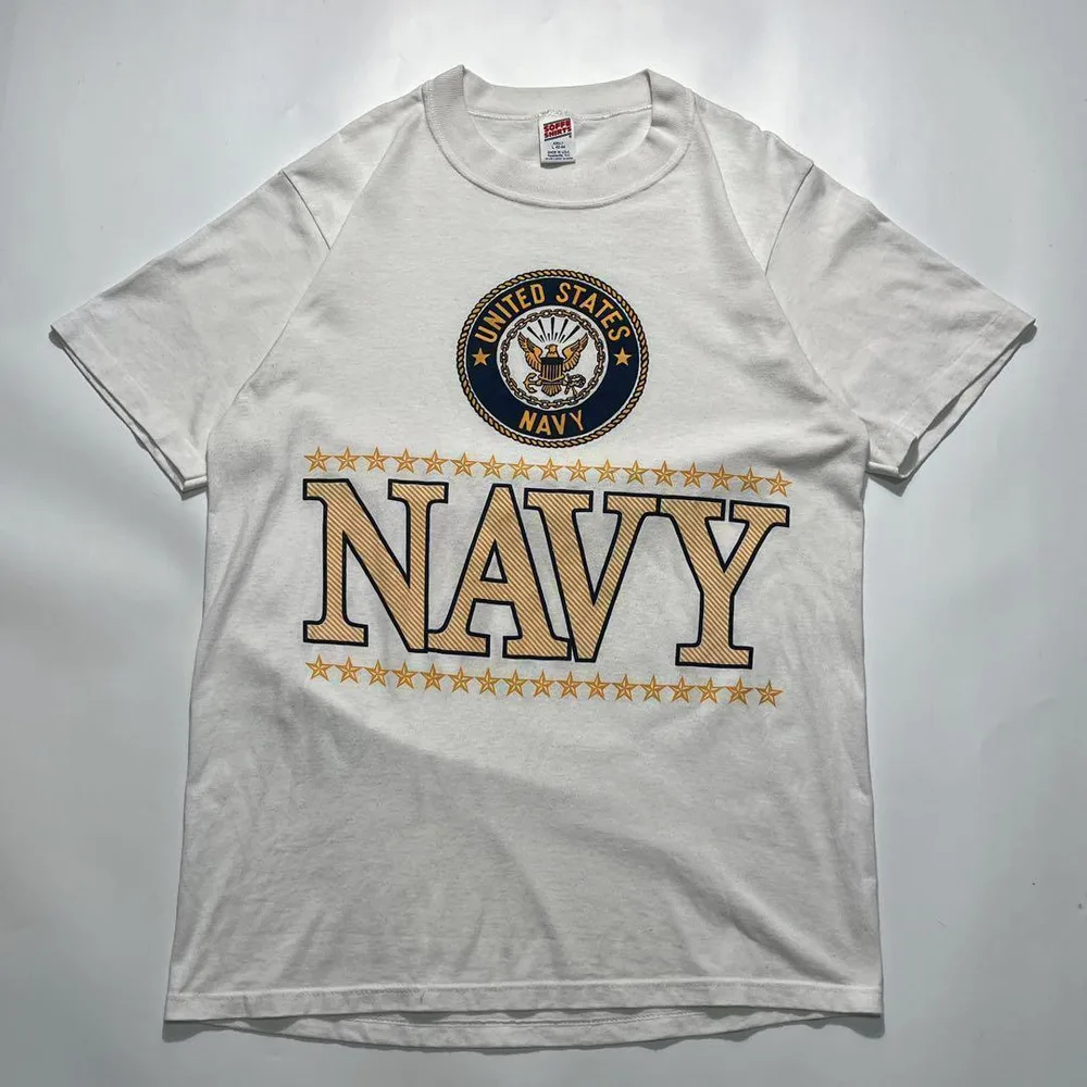80s US NAVY USA製 ビンテージTシャツ 白 L 海軍 ○○7008
