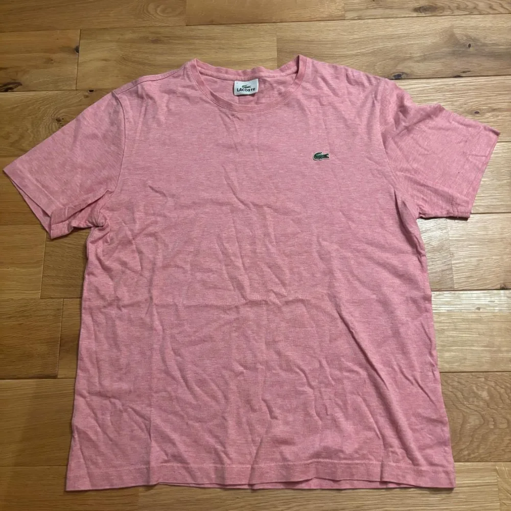 LACOSTE Tシャツ 杢ピンク M ワニロゴ ワンポイント クルーネック