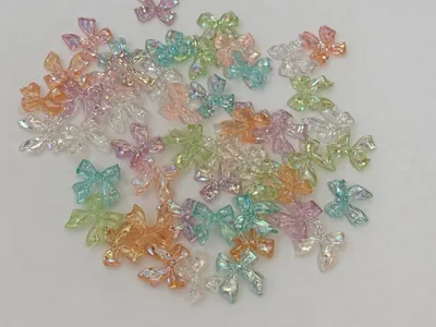 45個 リボン デコパーツ オーロラ カラー まとめ売り