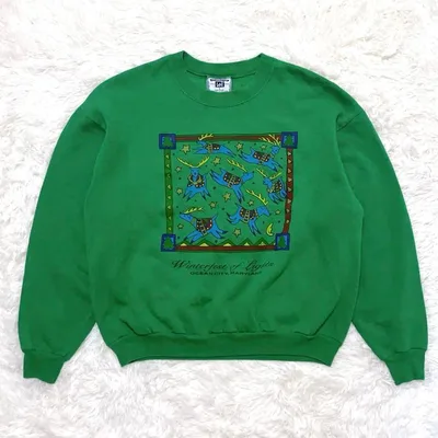 90s USA製 Lee コットンブレンド トナカイ スウェット グリーン L