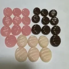ハンドメイド用 楕円形 チョコ風カボション 貼り付けパーツセット