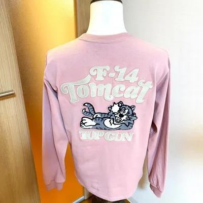 メンズ【美品 アヴィレックス】ピンク M ロンT 刺繍 トムキャット F-14