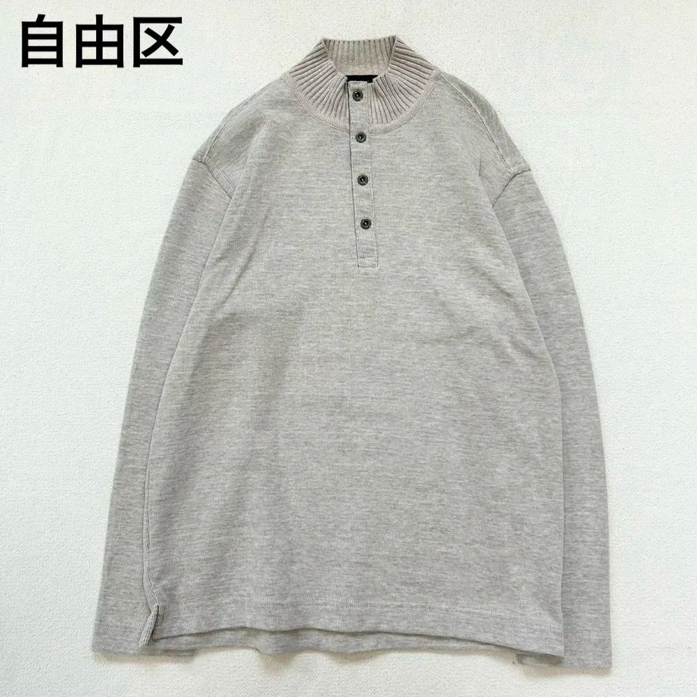 【自由区】 ニット M ヘンリーネック 長袖 セーター 無地 シンプル 定番