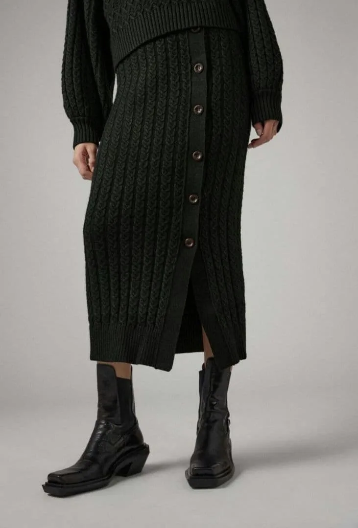 ZARA ロングスカート ケーブルニット ダークグレー