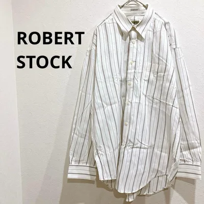 ロバートストック 長袖シャツ ストライプ コットン100% ドロップショルダー