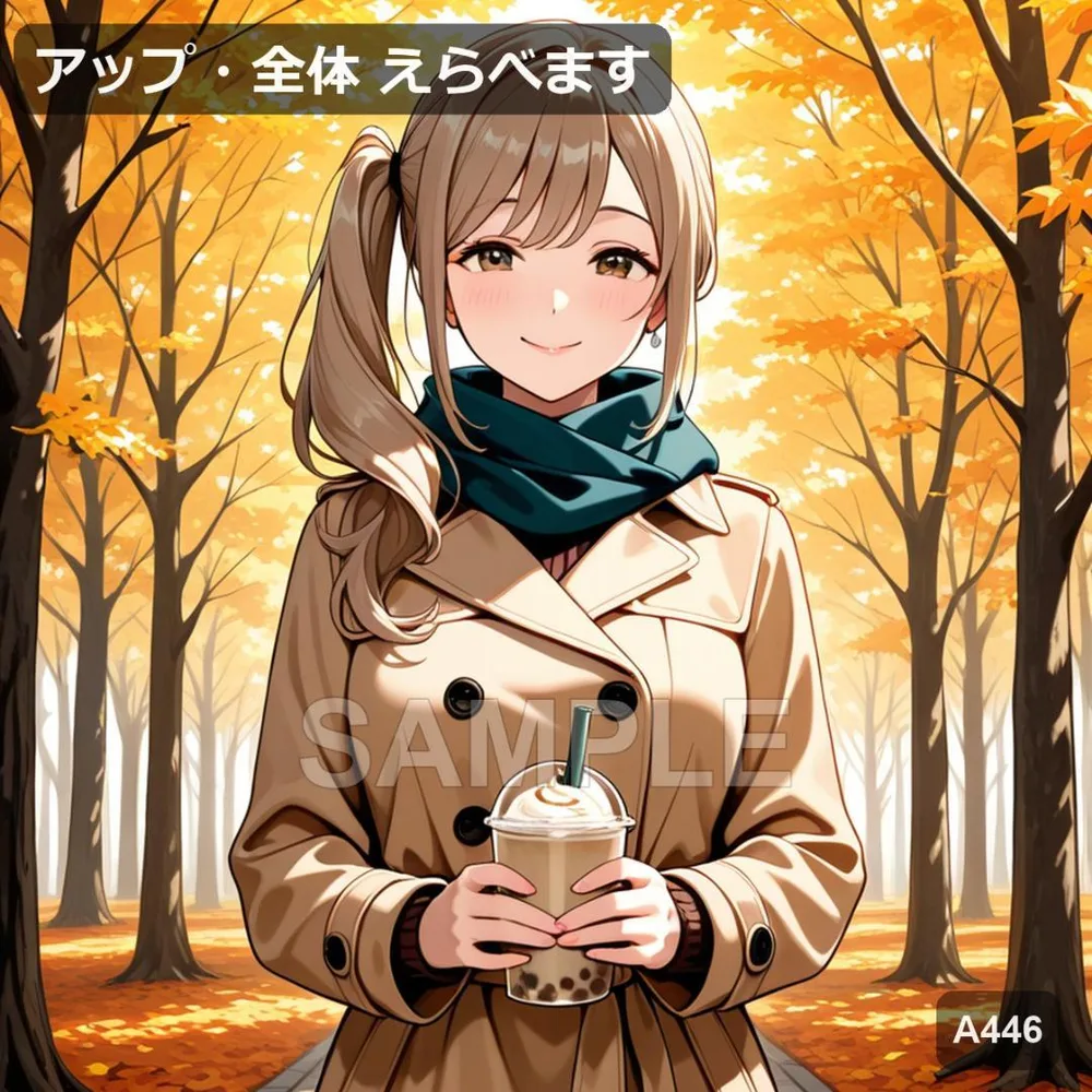 【限定1点・再販なし】AI美女 A4ポスター コート 紅葉 並木道 A446