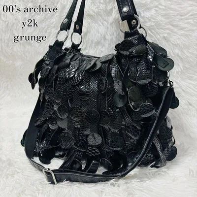 Y2K Navy Fringe Snake 2Way Shoulder Bag