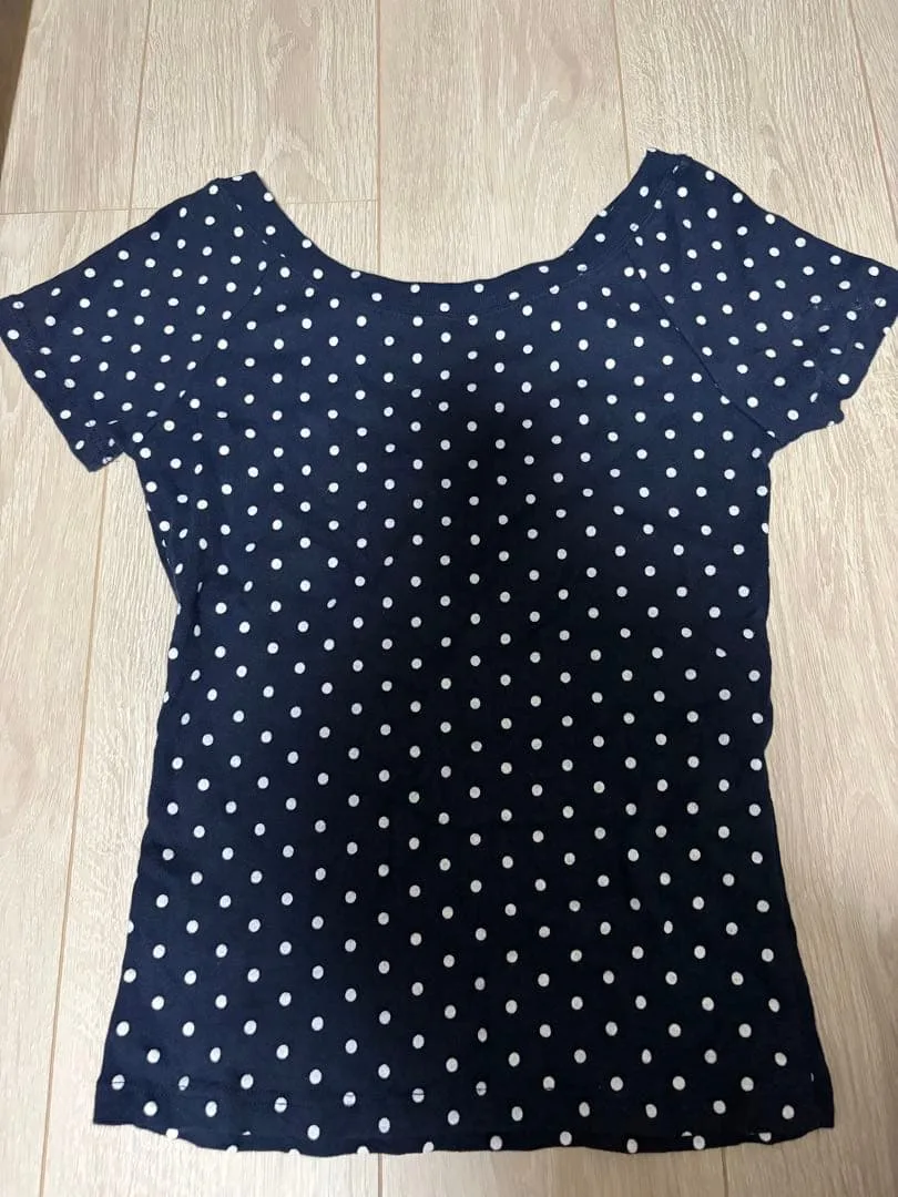 Brandy Melville ドット 半袖Tシャツ ネイビー