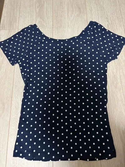 Brandy Melville ドット 半袖Tシャツ ネイビー