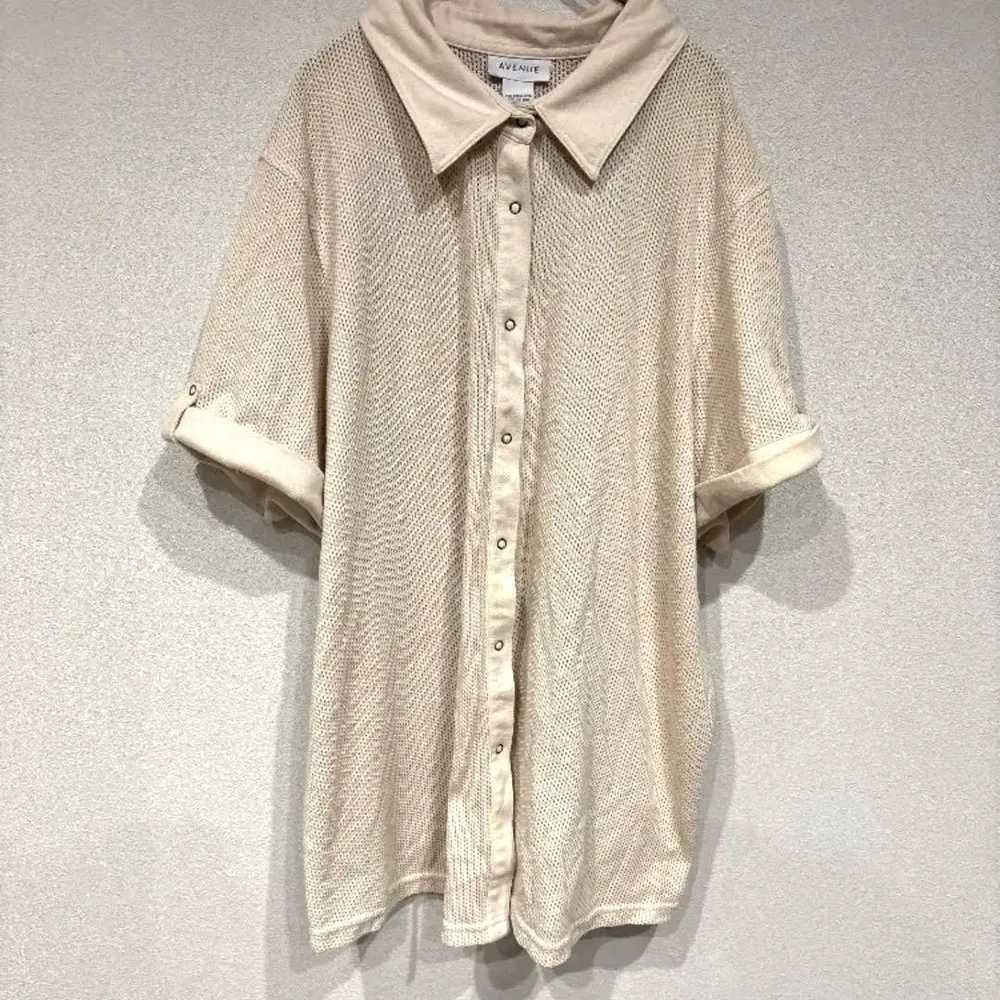 アベニュー 半袖シャツ メッシュ スナップボタン 無地 大きいサイズ XXL