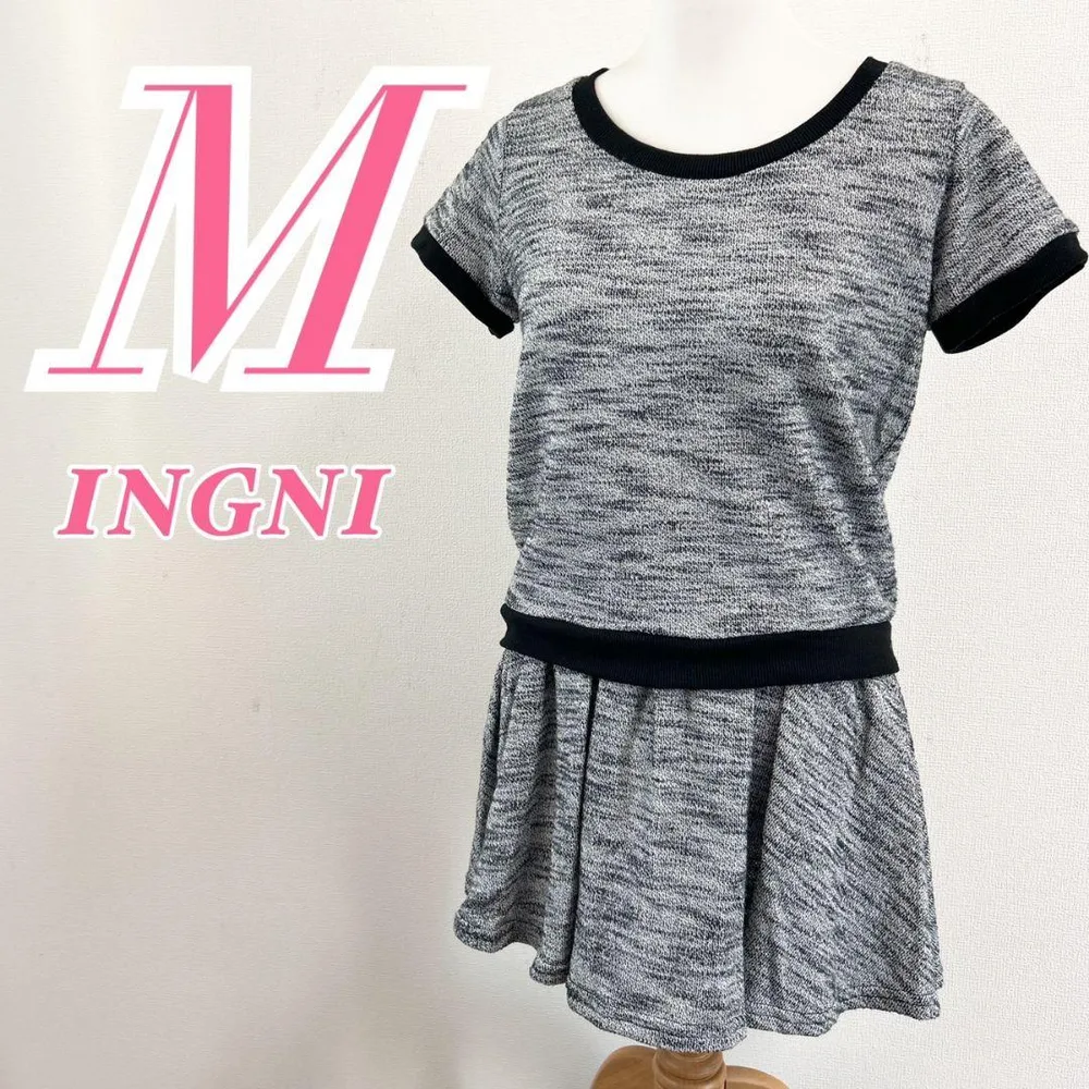 INGNI イング セットアップ M ホワイト ブラック ひざ丈