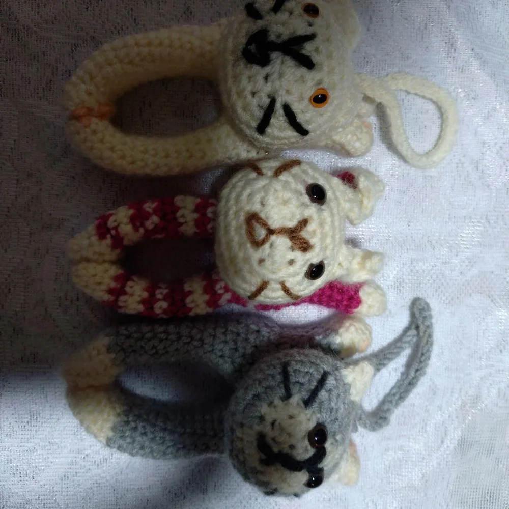 ハンドメイド 編みぐるみ 動物 竿ピンチ 3個セット