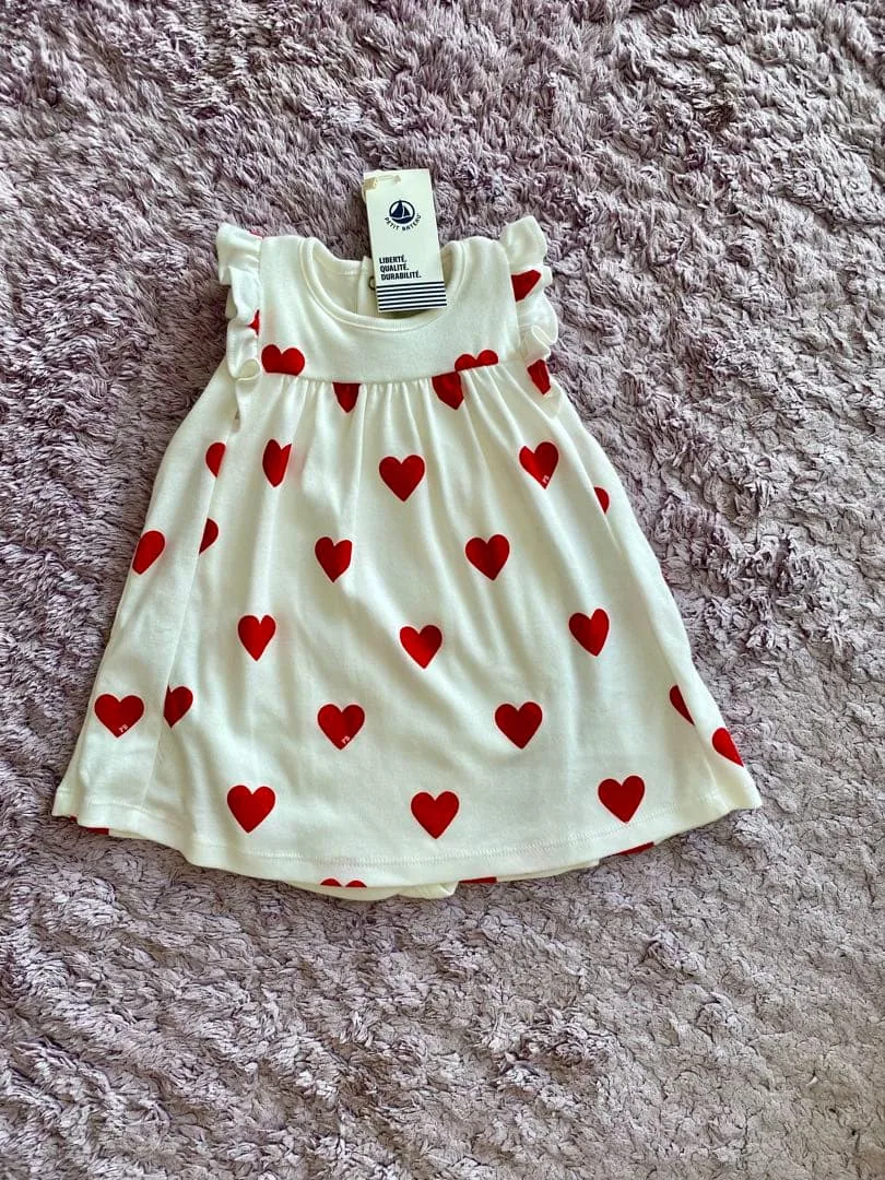 PETIT BATEAU ハート柄 ワンピース ロンパース