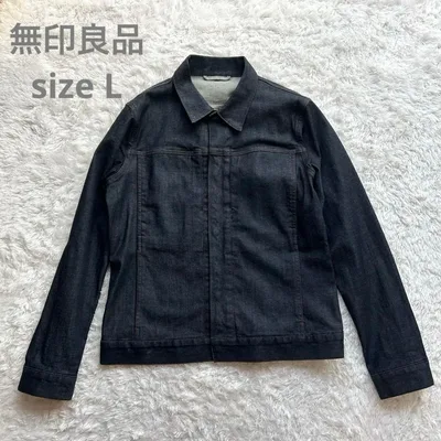 美品 無印良品 デニムジャケット 濃紺 サイズL