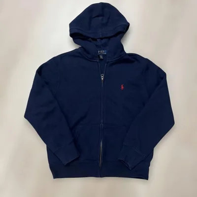 【美品150】ラルフローレン 裏起毛 ジップアップパーカー ネイビー