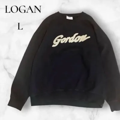 LOGAN ロガン Gordon サガラ刺繍 スウェット 黒 L オーバーサイズ
