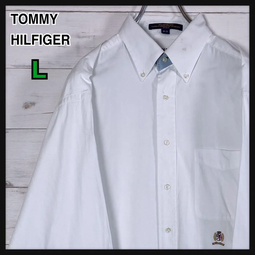 《大人気》TOMMY HILFIGER☆L☆BD長袖シャツ☆ワンポイントロゴ刺繍