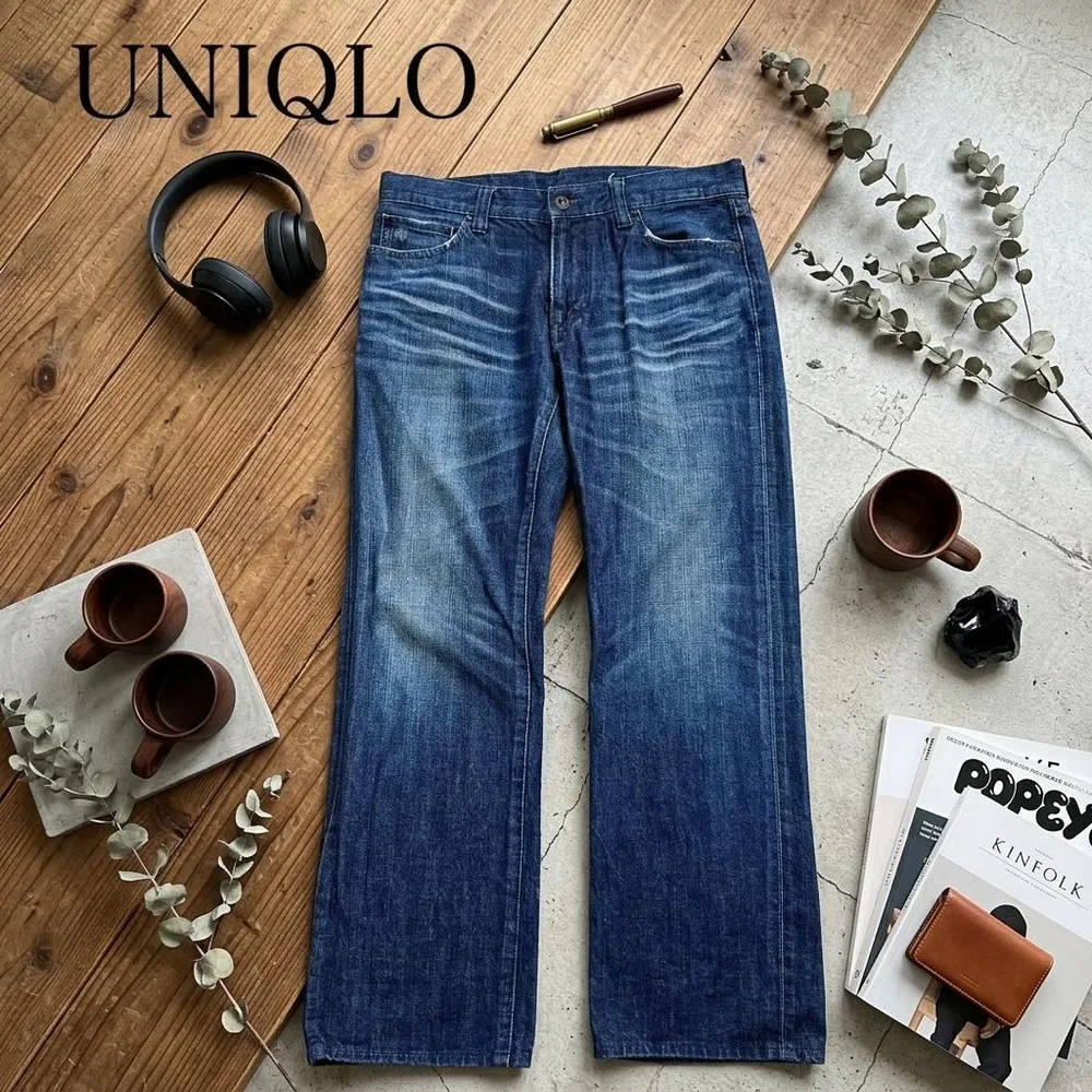 【UNIQLO】ユニクロ UJ ヴィンテージ加工 ストレートデニムパンツ 33