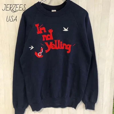 USA製 ジャージーズ スウェット トレーナー 刺繍 古着 L ネイビー