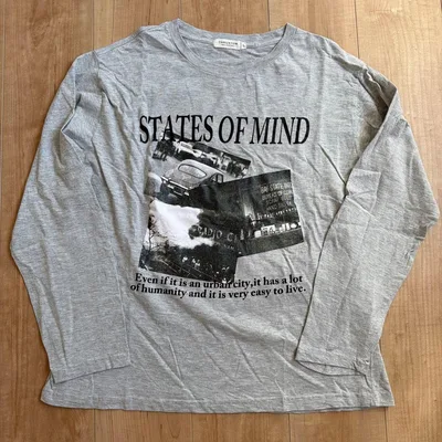 スラクストン 長袖 Tシャツ ロンT フォトプリント L グレー 長袖Tシャツ