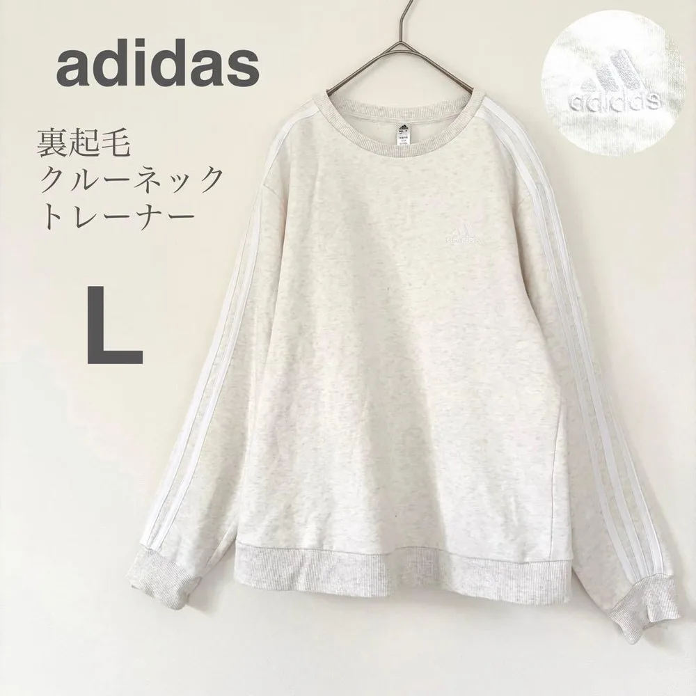 アディダス adidas スウェット トレーナー 3ライン 裏起毛 刺繍ロゴ M