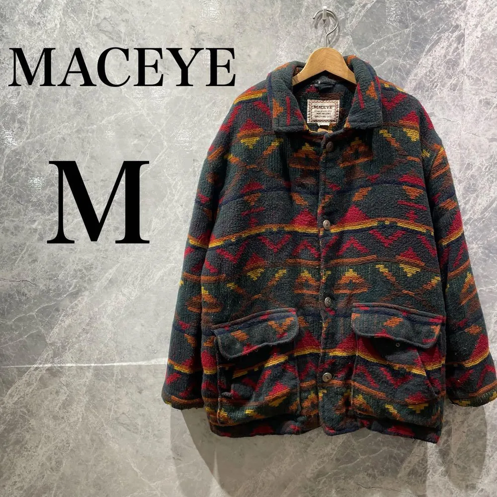 MACEYE メンズ XL 民族柄 マルチカラー ビンテージ 厚手ジャケット
