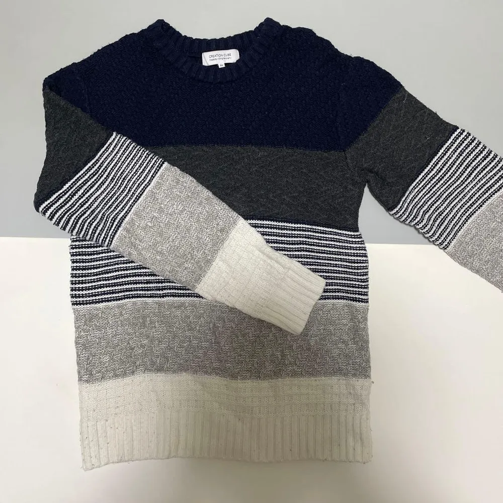 CREATION CUBE クルーネックニット ネイビー M