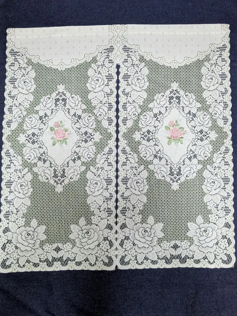 バラ刺繍 レースのれん