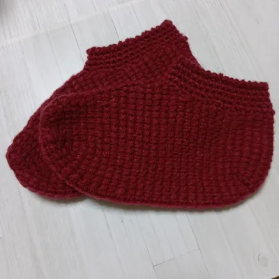 ハンドメイド 手編み ルームシューズ ボルドー