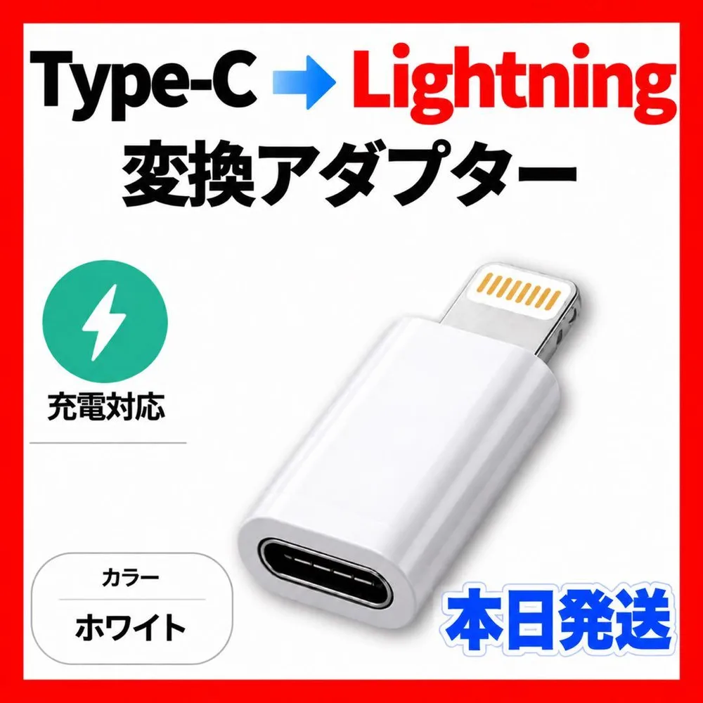 Type-C ➡︎Lightning 変換アダプター 白 iPhone タイプC