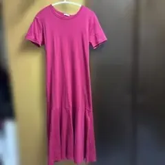 ピンク 半袖 カットソーワンピース S