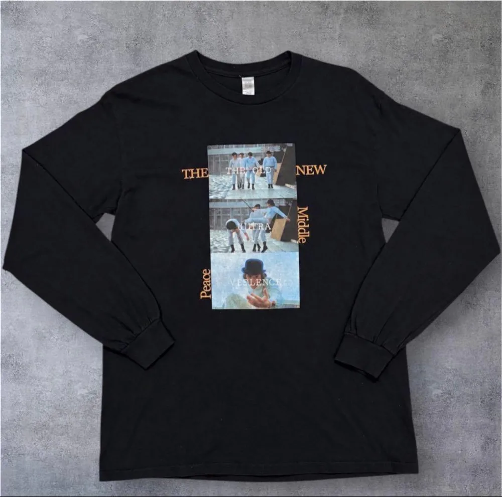 黒 ロンT 長袖Tシャツ フォトプリント グラフィック ストリート Y2K 古着