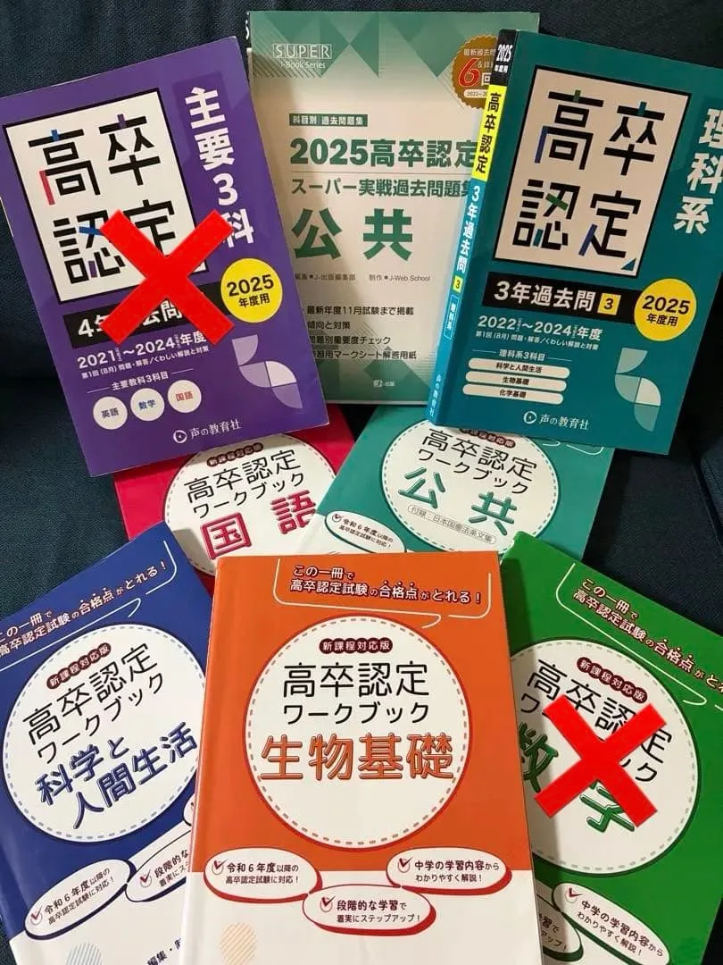 高卒認定 参考書・過去問 8冊セット