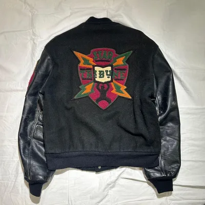 80s 90s USA製 TROPHY JACKETS 袖レザースタジャン 刺繍