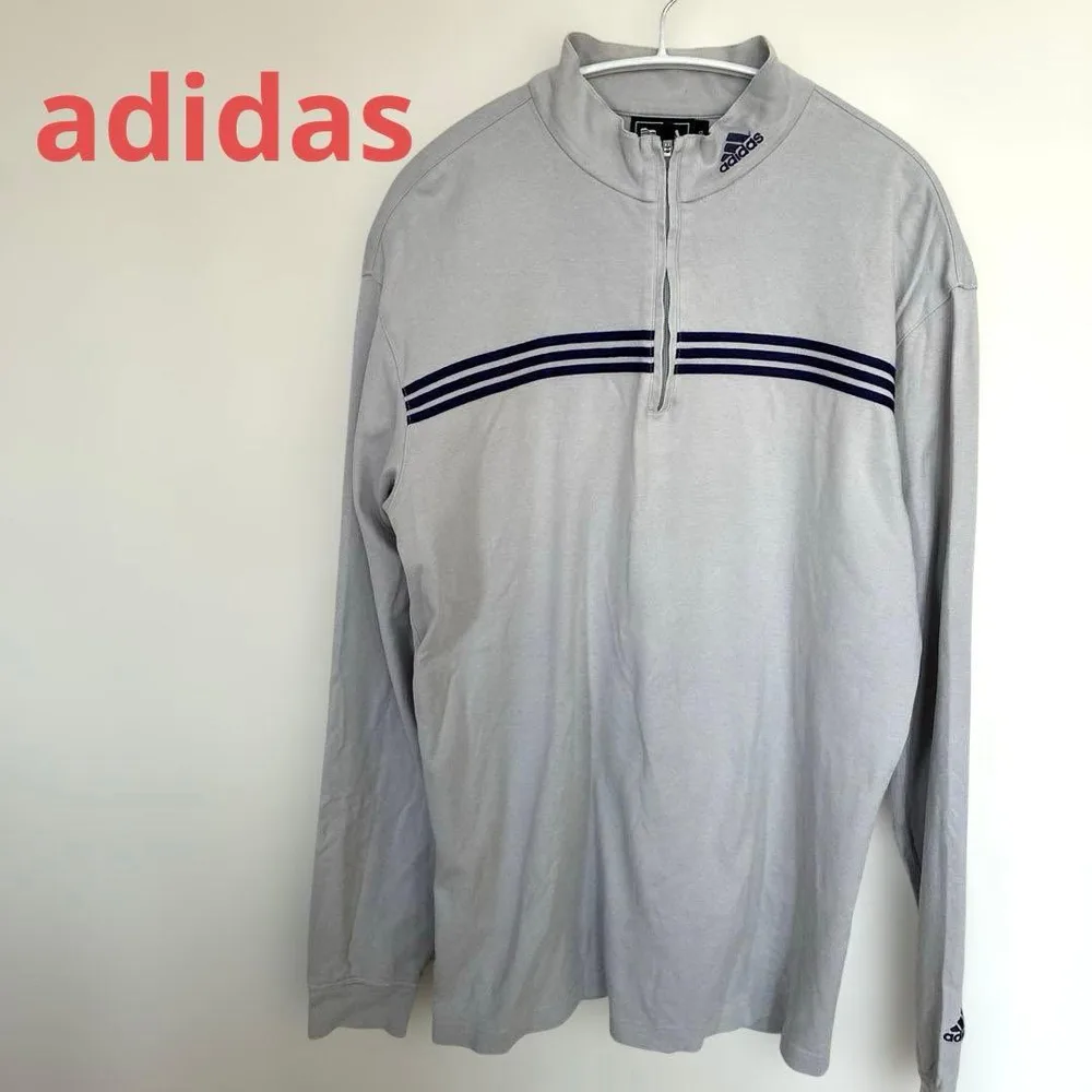 adidas ハーフジップ ゴルフシャツ グレー