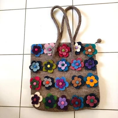 ハンドメイド お花モチーフバック 秋冬